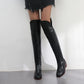 Women Over the Knee Boots Heels Long Boots Black Lady Shoes Big Size 44 45 46 Botine