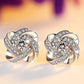 Huitan Elegant Lady Aesthetic Stud Earrings with Brilliant Zirconia Graceful Jewelry for Engagement Ceremony Chic Accessories