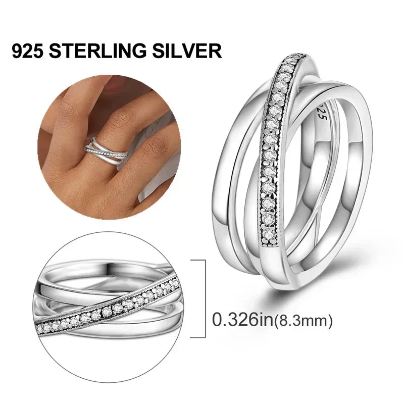 925 Sterling Silver Rings Stackable Colored Zircon Sun Moon Star Center for Women Original Silver 925 Wedding Ring Jewelry Gift