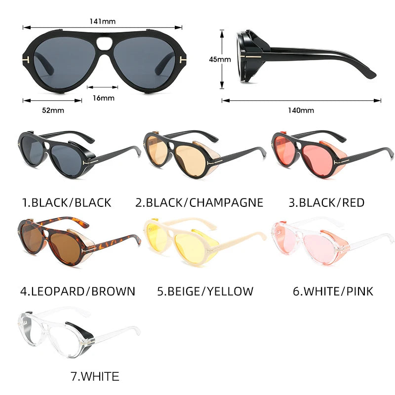 Vintage Pilot Sunglasses Women Fashion Luxury Brand Designer Tom Neughman Sun Glasses Men Classic Yellow Shades Side Cool Shield