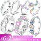 925 Sterling Silver Rings Stackable Colored Zircon Sun Moon Star Center for Women Original Silver 925 Wedding Ring Jewelry Gift