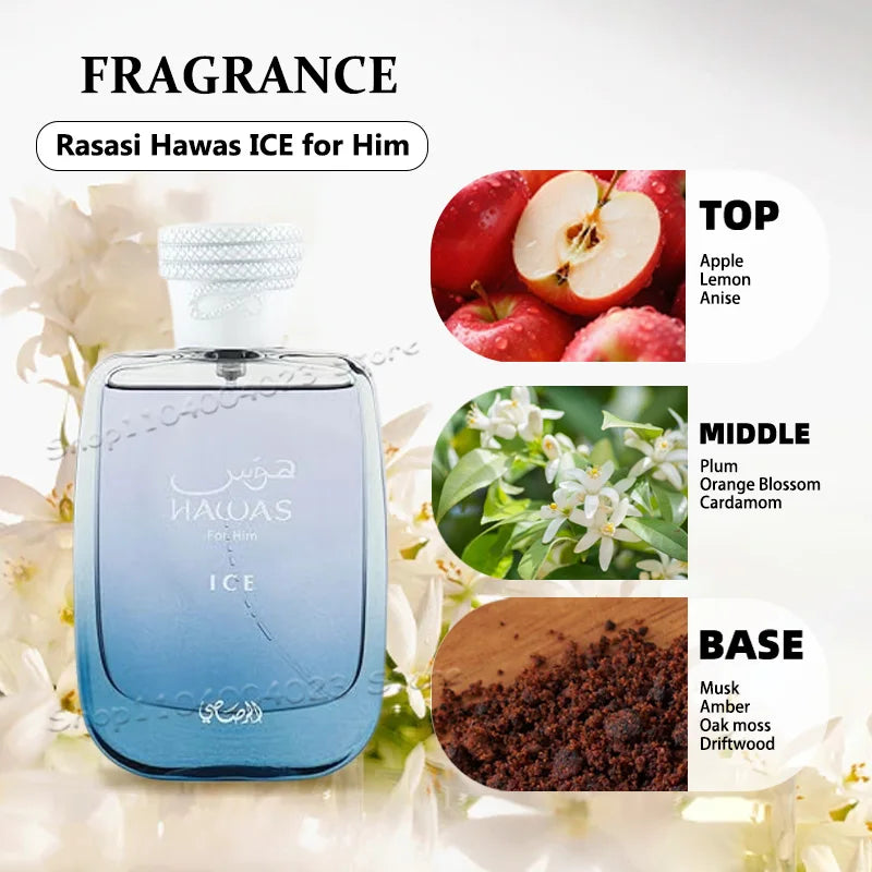 100ML Hawas Ice for Men Eau de Parfum – Premium Arabian Long-Lasting Fragrance