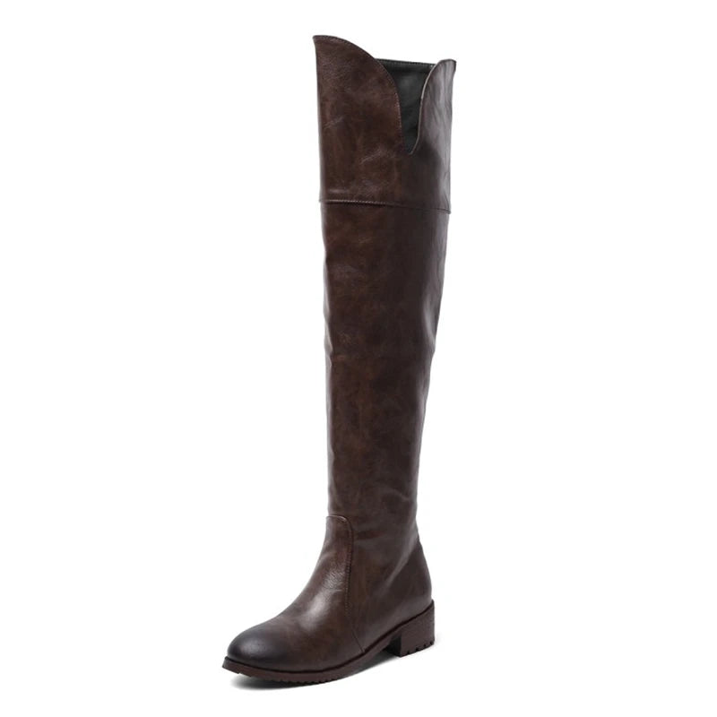 Women Over the Knee Boots Heels Long Boots Black Lady Shoes Big Size 44 45 46 Botine