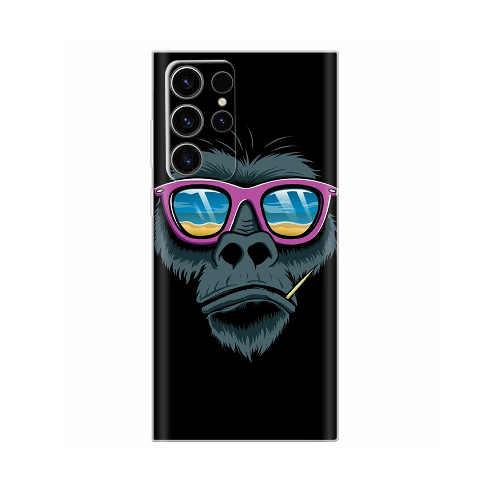 For Samsung S23 Ultra Phone Case Cover Lion Wolf Cat Clear Silicone Soft Back Cases For Samsung Galaxy S23 Plus Case S 23 Ultra
