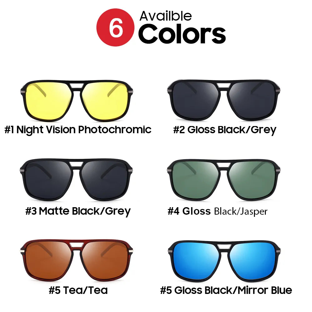 VIVIBEE Men Photochromic Night Vision Sunglasses Color Change Transition 2024 Yellow Big Sun Glasses Oversized Polarized Goggles