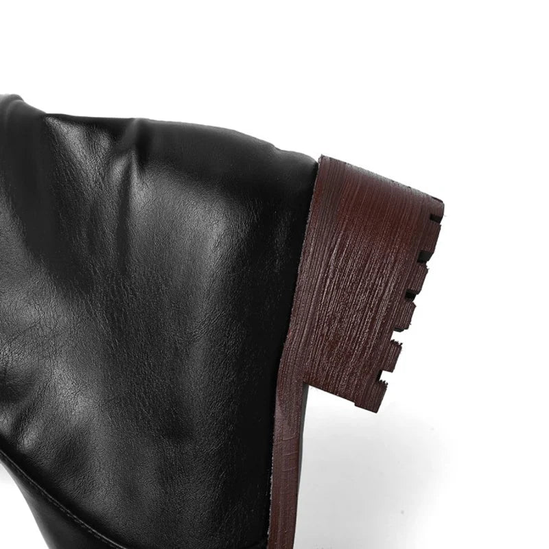 Women Over the Knee Boots Heels Long Boots Black Lady Shoes Big Size 44 45 46 Botine