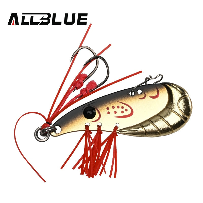 ALLBLUE Crazy Shrimp 7g 14g Metal VIB Sinking Blade Spoon Fishing Lure Bass Artificial Bait With Jig Assist Hook Rubber Skirt