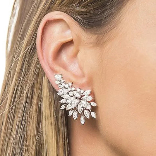 Huitan Gorgeous Women's Stud Earrings Dazzling CZ Stone Sparkling Ear-Piercing Earrings Party Jewelry