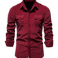 Men's corduroy slim-fit casual long-sleeve shirt