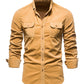 Men's corduroy slim-fit casual long-sleeve shirt