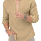 New Men's Henry Long Sleeve T-Shirt Slim Fit Solid Color Large Size Deep V Neck Shirt