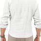 New Men's Henry Long Sleeve T-Shirt Slim Fit Solid Color Large Size Deep V Neck Shirt