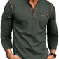 New Men's Henley Color Block Knitted Long Sleeve T-Shirt