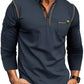 New Men's Henley Color Block Knitted Long Sleeve T-Shirt