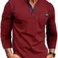 New Men's Henley Color Block Knitted Long Sleeve T-Shirt