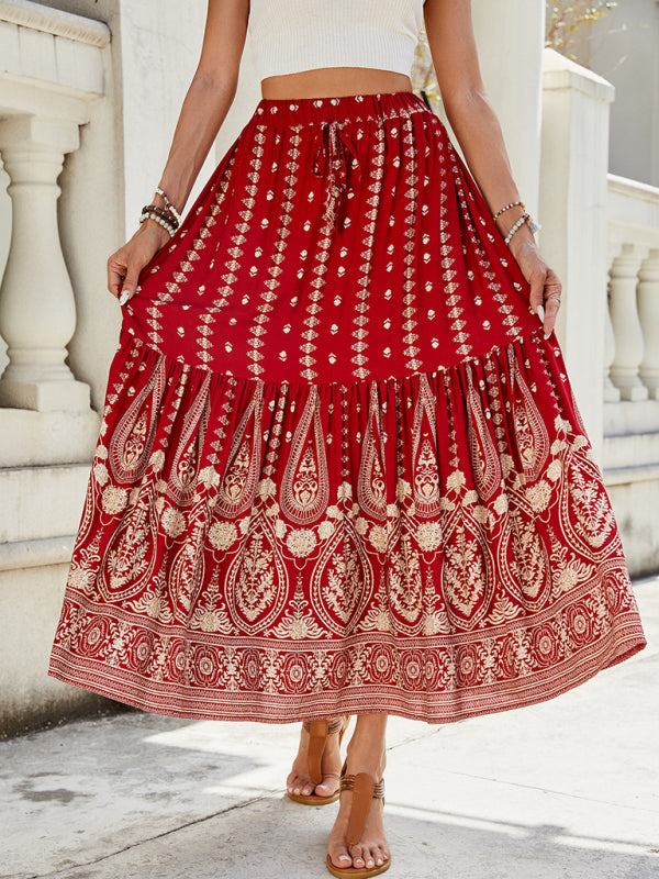 New arrival big swing skirt Bohemian holiday high waist beach skirt