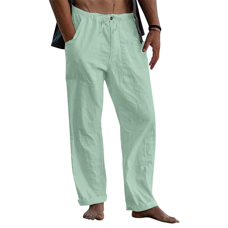 Men's Linen Casual Drawstring Loose Pants - Snapitonline