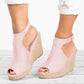 Women's Wedge High Heel Fish Mouth Roman Sandals - Snapitonline