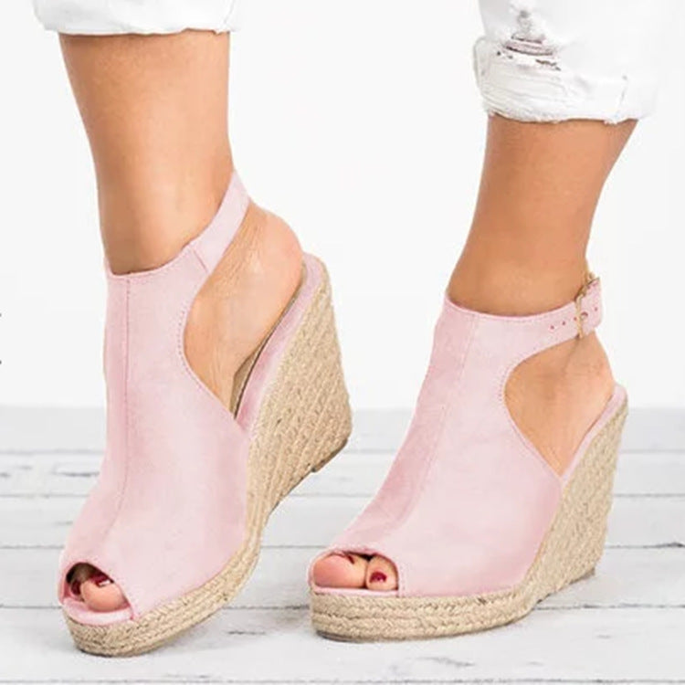 Women's Wedge High Heel Fish Mouth Roman Sandals - Snapitonline