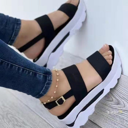 Platform Sports Women's Buckle Wedge Plus Size Beach Sandals - Snapitonline
