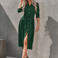 Womens temperament slim fit single breasted shirt dress