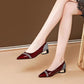 Low-heel Burgundy Pumps Mid-heel Large Size Women's Shoes - Snapitonline
