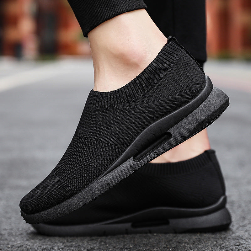 Flying Knit Sneakers Men's Mesh White Shoes Black Casual Sneakers - Snapitonline