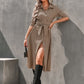 Womens temperament slim fit single breasted shirt dress