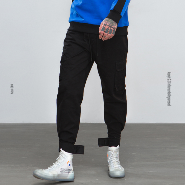 High Street Tide brand multi-pocket function overalls men's beam pants Harlan feet casual pants hiphop lantern pants tide - Snapitonline