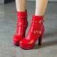 Women's studded thick heel short boots - Snapitonline