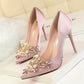 Women Pumps Rhinestone High Heels Shoes Women Pointed Toe Crystal Pearl Party Shoes Sexy Wedding Shoes - Snapitonline