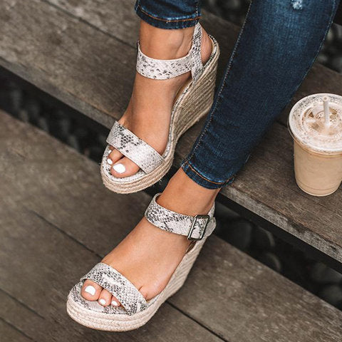 Snake print wedge sandals - Snapitonline