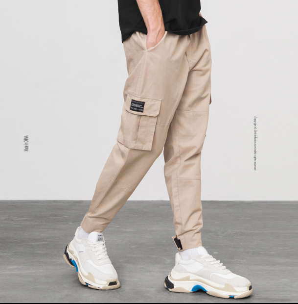 High Street Tide brand multi-pocket function overalls men's beam pants Harlan feet casual pants hiphop lantern pants tide - Snapitonline