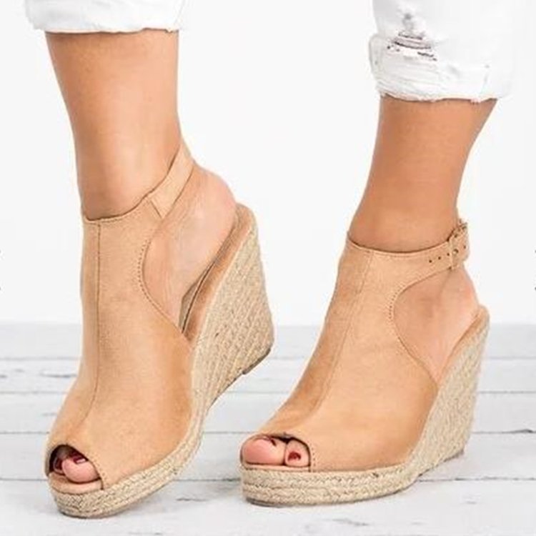 Women's Wedge High Heel Fish Mouth Roman Sandals - Snapitonline