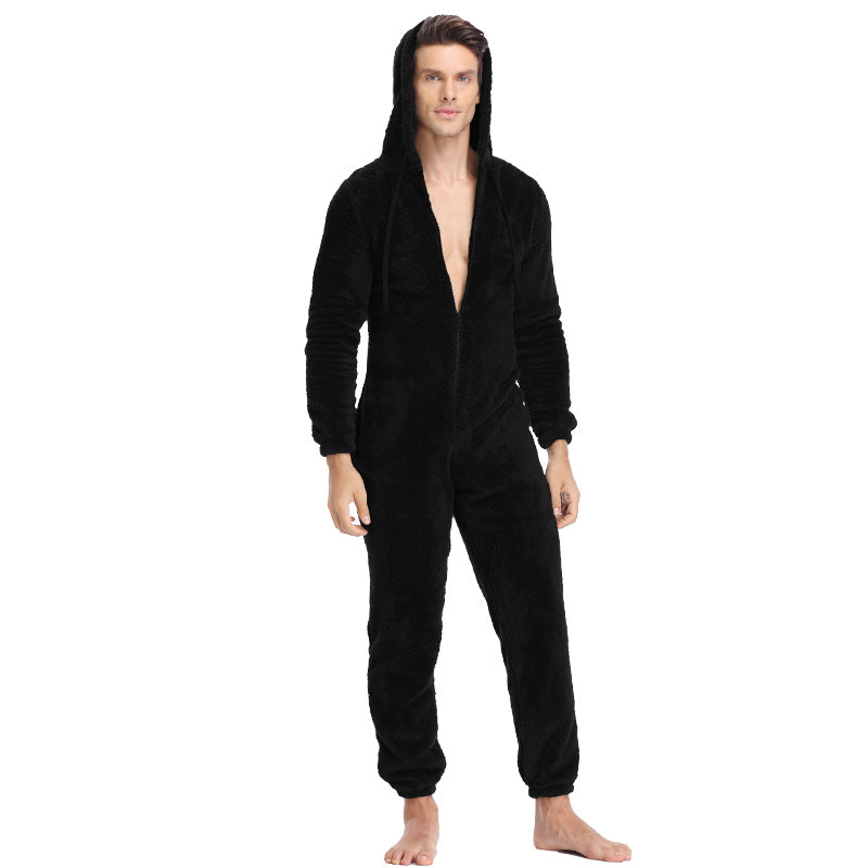 Men's autumn and winter warmth one-piece pajamas - Snapitonline