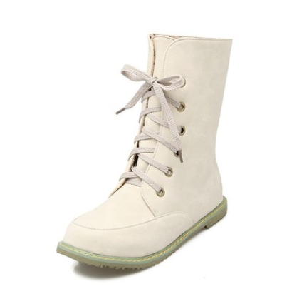 New two-piece boots round head flat with large size women's boots - Snapitonline