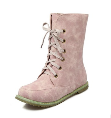 New two-piece boots round head flat with large size women's boots - Snapitonline