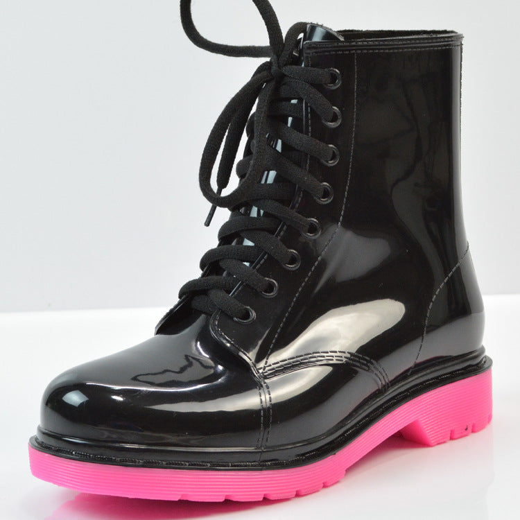 Ladies flat rain boots Martin rain boots water shoes - Snapitonline