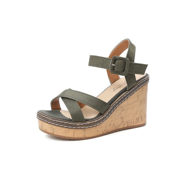 Suede wedge sandals - Snapitonline