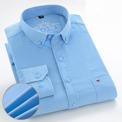 Men's Cotton Corduroy Long Sleeve Shirt Business Slim Casual - Snapitonline