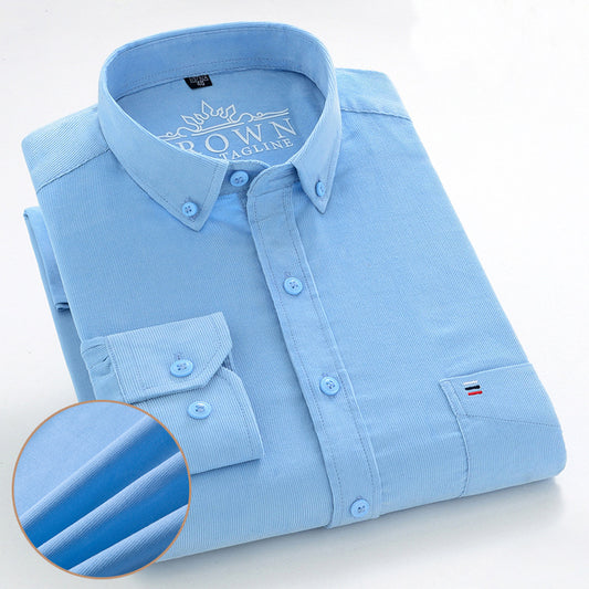 Men's Cotton Corduroy Long Sleeve Shirt Business Slim Casual - Snapitonline