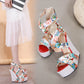 Silk-Printed Wedge High-Heel Comfortable Platform Sandals - Snapitonline