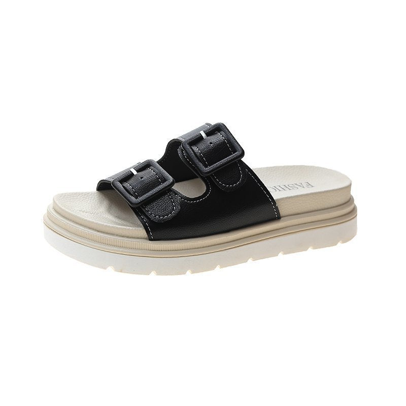 Platform Slippers Sandals Women Buckle Slippers Thick Sole Sandals Women Shoes Summer Leisure Hollow Open Toe Slides 2021 - Snapitonline