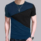 Round Neck Korean Short-Sleeved T-Shirt Men'S Color Matching Men'S T-Shirt Clothes - Snapitonline