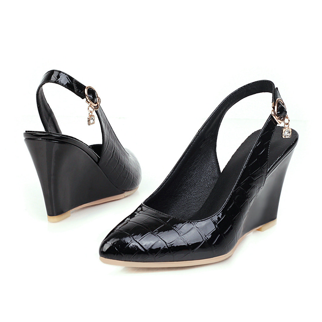 Womens Pumps Shoes Wedges Slingback Patent - Snapitonline