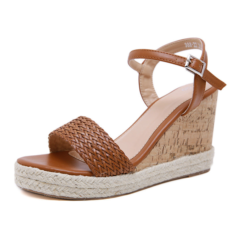 Roman Style  Weaving After Weaving Straps Wedge Sandals - Snapitonline