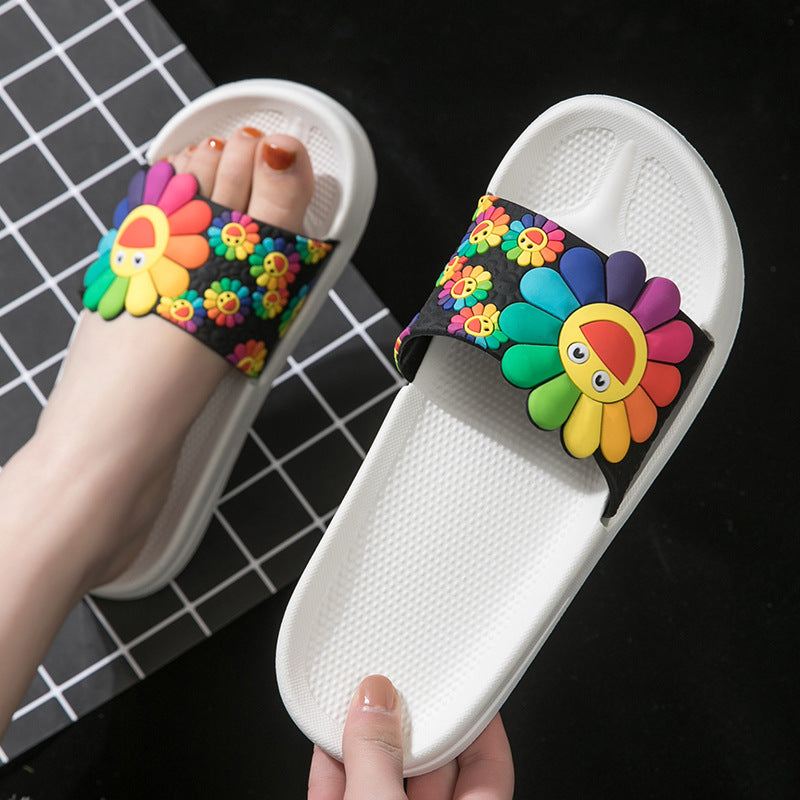 Sandals And Slippers Home Female Summer Slippery Thick-Soled Indoor Bathroom Mute Bath Home Summer Ins Slippers - Snapitonline