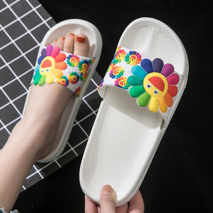 Sandals And Slippers Home Female Summer Slippery Thick-Soled Indoor Bathroom Mute Bath Home Summer Ins Slippers - Snapitonline