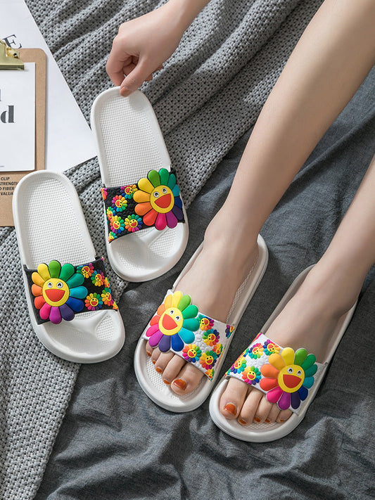 Sandals And Slippers Home Female Summer Slippery Thick-Soled Indoor Bathroom Mute Bath Home Summer Ins Slippers - Snapitonline