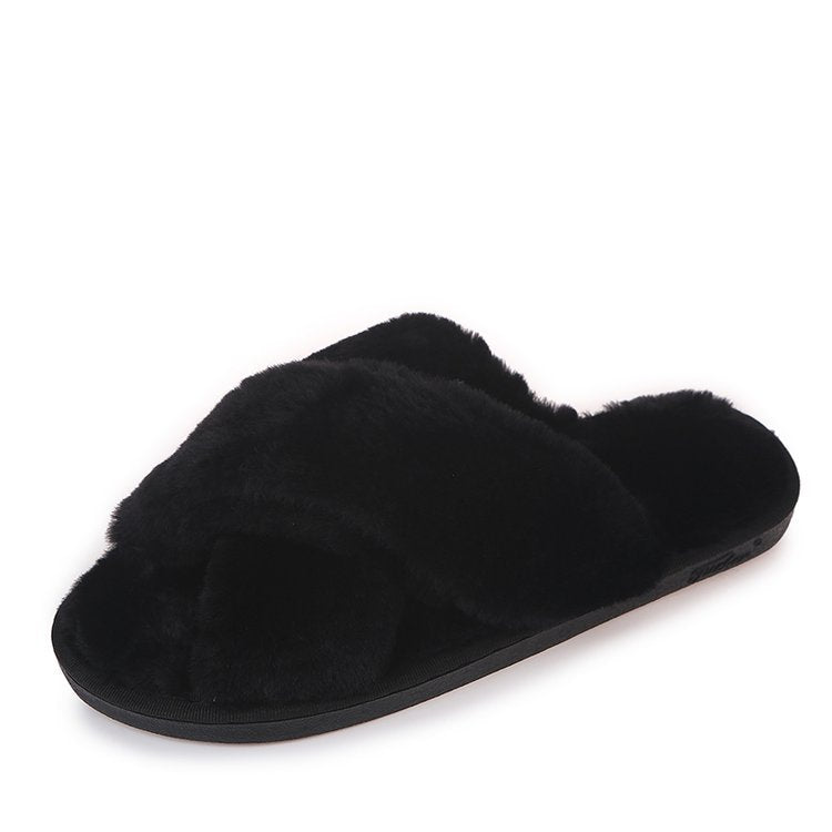 Home Cotton Slippers Non-slip Furry Slippers - Snapitonline